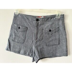 Anthropologie Cartonnier Linen Blend Shorts Blue Gray Utility Military Size 8